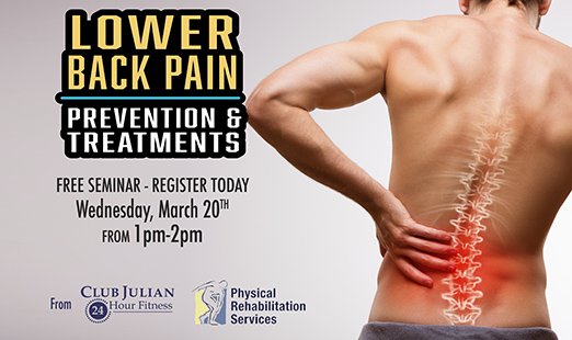 Preventing Lower Back Pain Seminar March 20